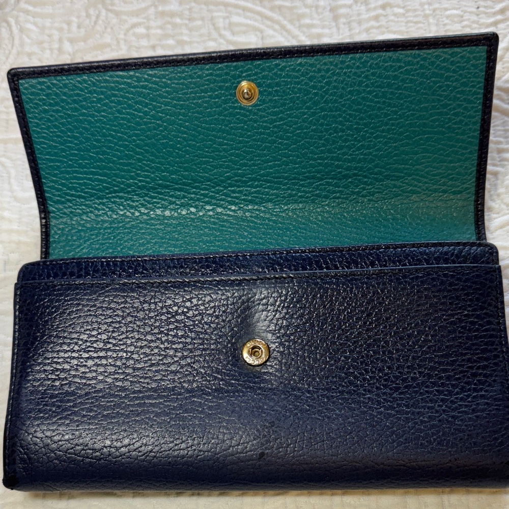 Gucci Vintage Navy and Teal Leather Wallet - Picture 3 of 9